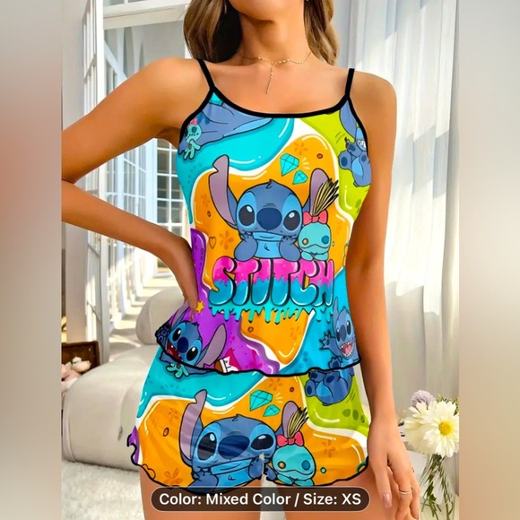 Stitch Tank Top and Shorts pjs Set XS new - Picture 1 of 6
